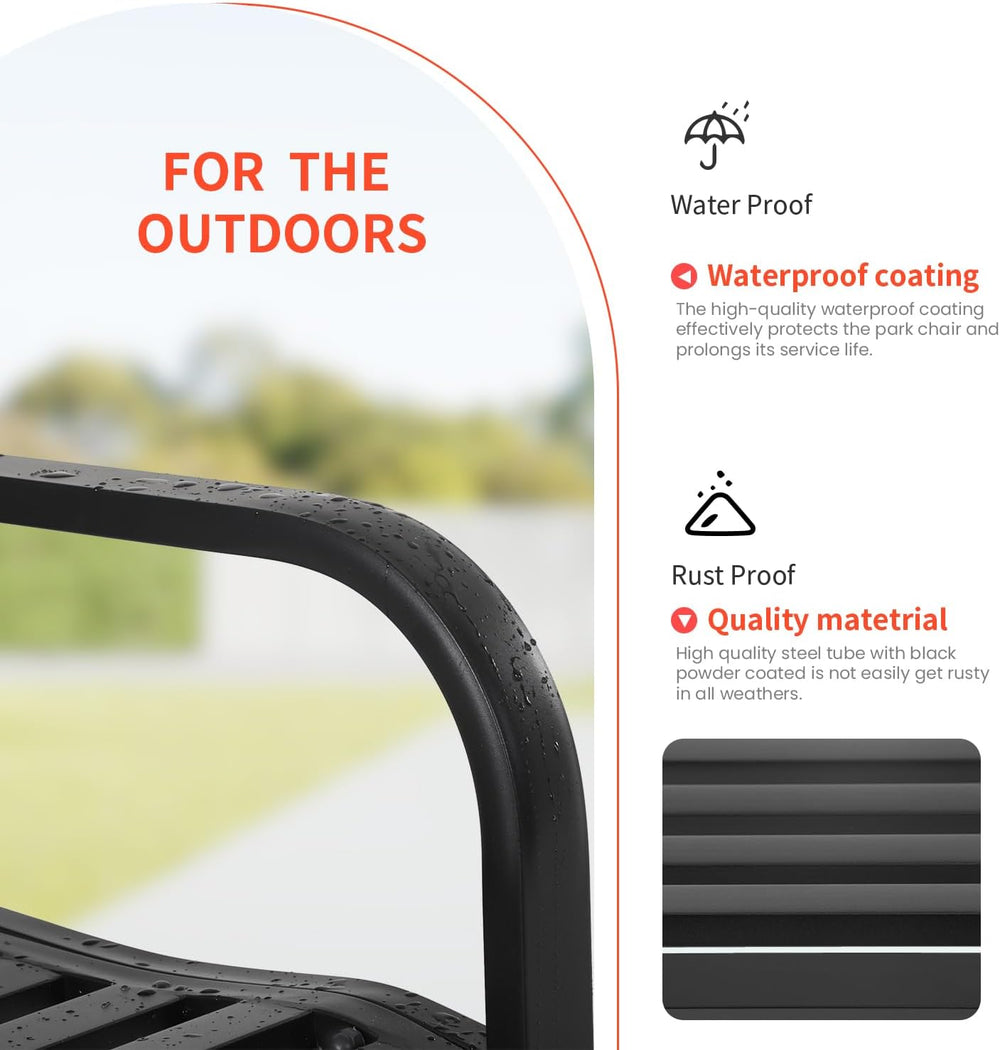 BestMassage | 45.5" Outdoor Garden Bench | Black | 400lbs Load Capacity