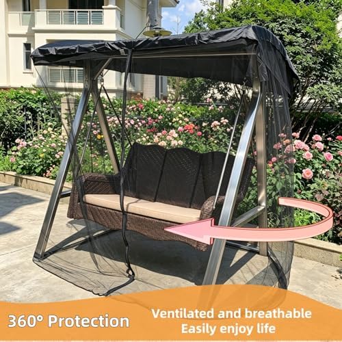 6.7X6.7X4.1FT Outdoor Mosquito Netting for Swing/Patio, Three-Person Large Si...