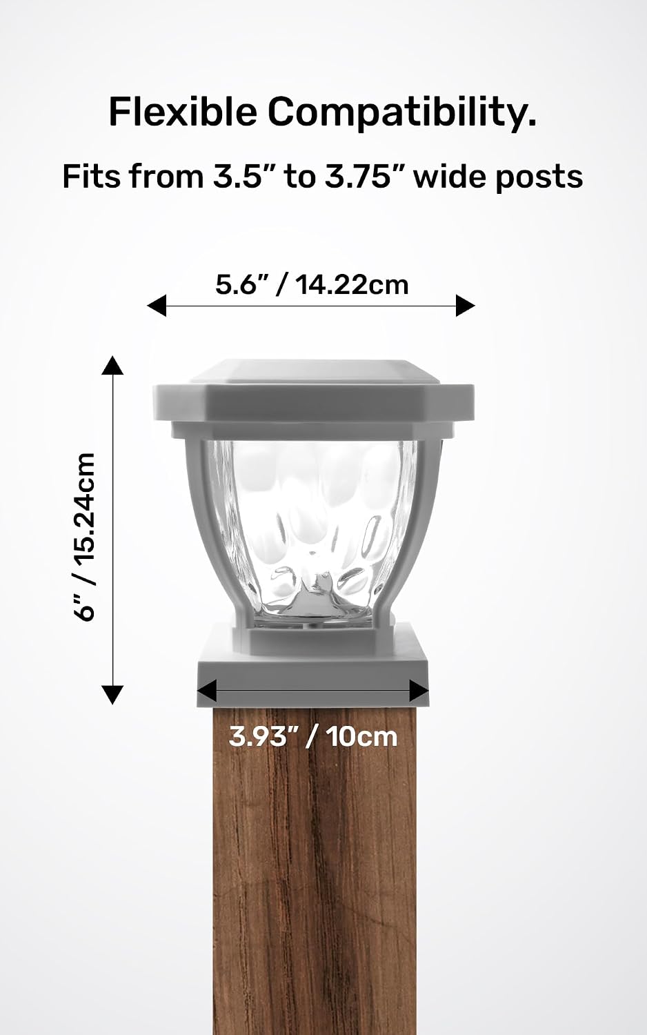 Home Zone Living 2PK Solar Post Cap Lights, Decorative Glass LED, White