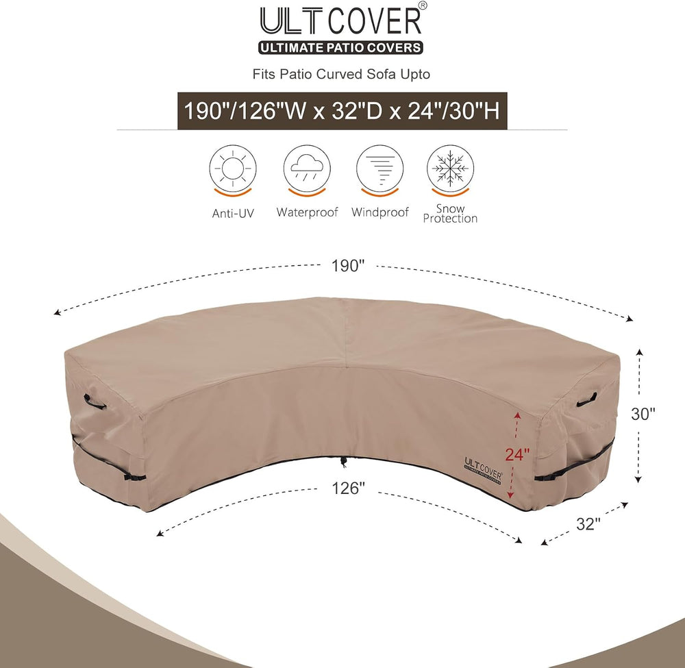 ULTCOVER Waterproof 5-7 Seater Patio Curved Sectional Sofa Cover