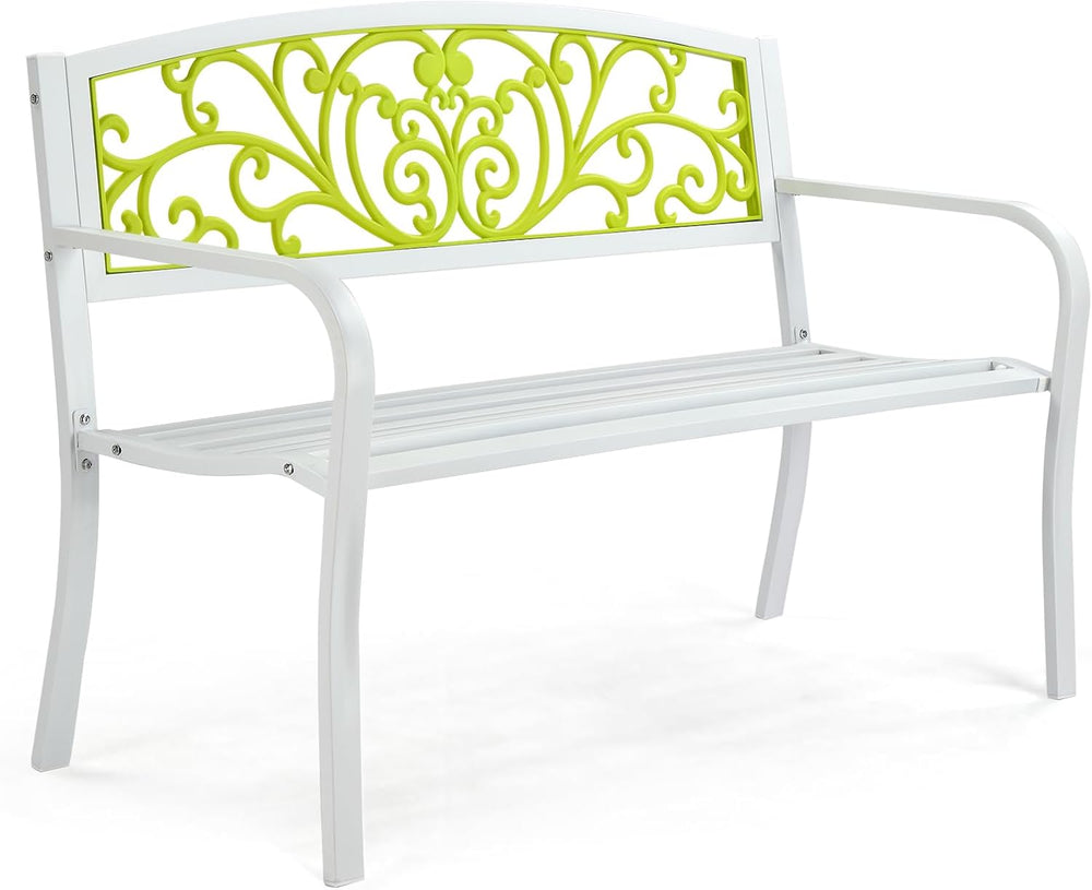 47in Outdoor Garden Park Bench,Outdoor Metal Porch Benches,Weatherproof Patio...