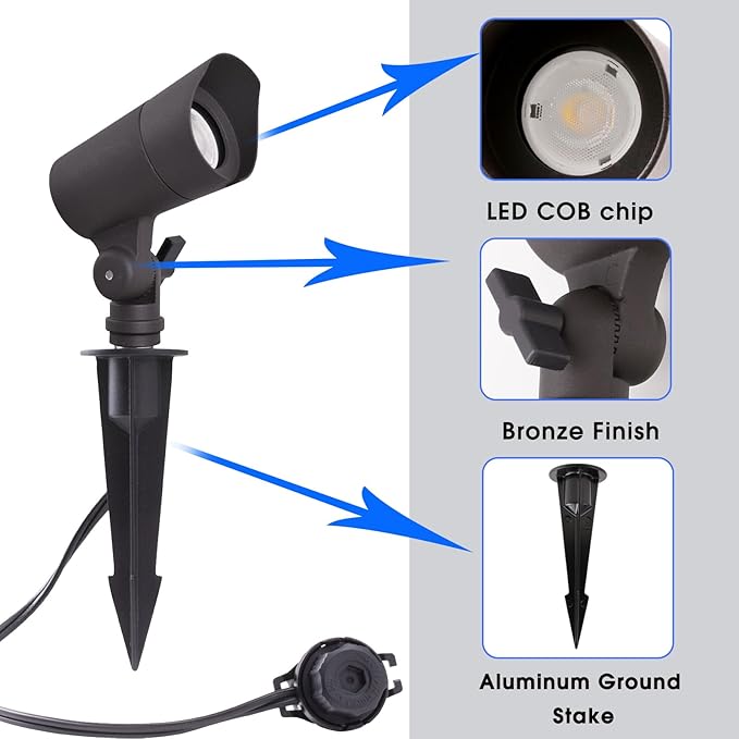 E ENERGETIC LIGHTING LED Landscape Lights with Connectors, 12V Low Voltage, W...