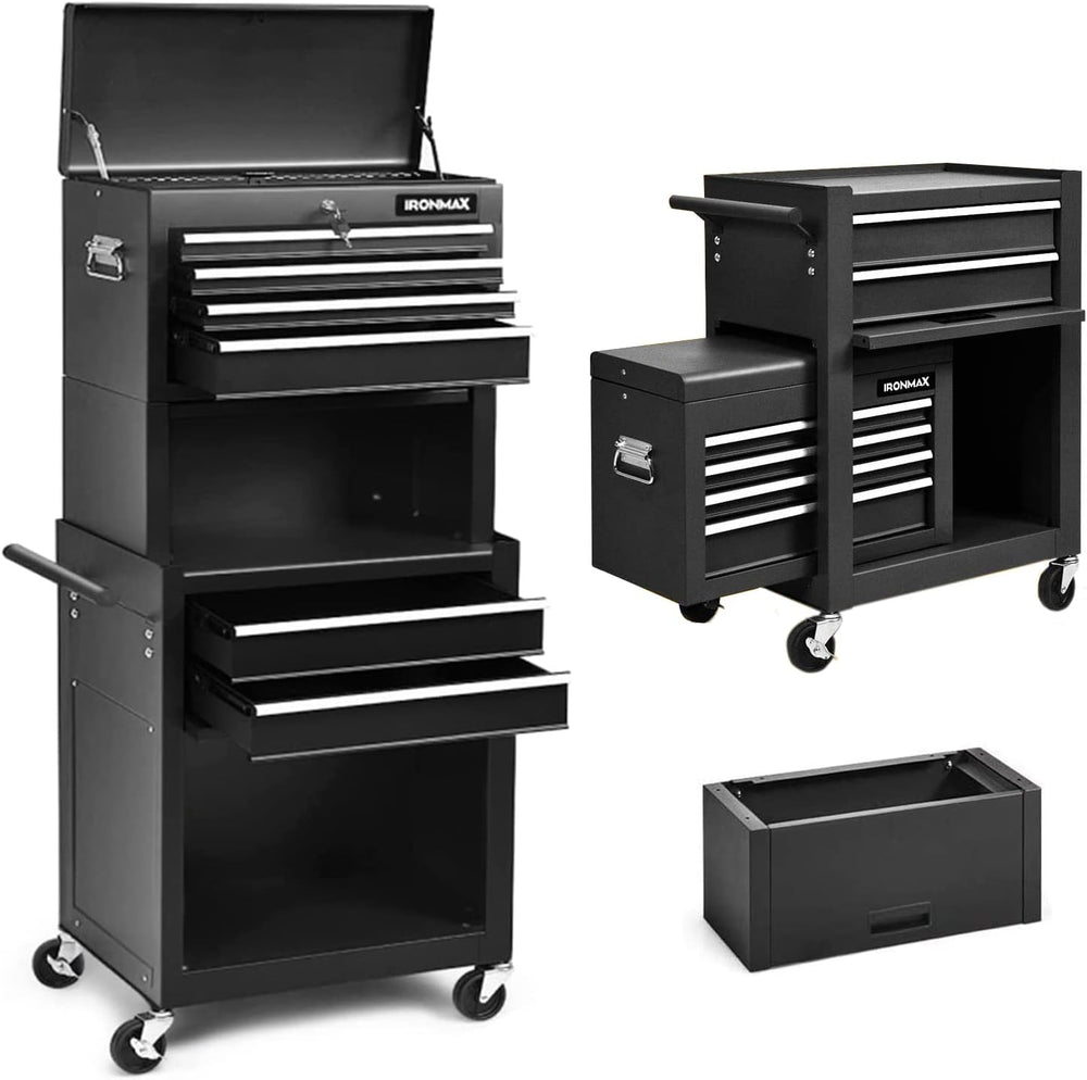 Goplus Tool Chest, 3-in-1 Rolling 6 Drawers Tool Cabinet with Detachable Top ...
