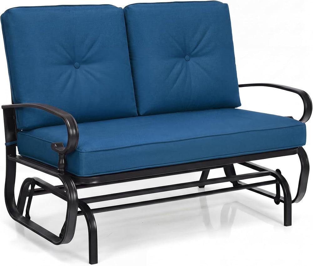 GIANTEX Outdoor Glider Bench, Patio 2 Person Loveseat with Removable Cushion,...