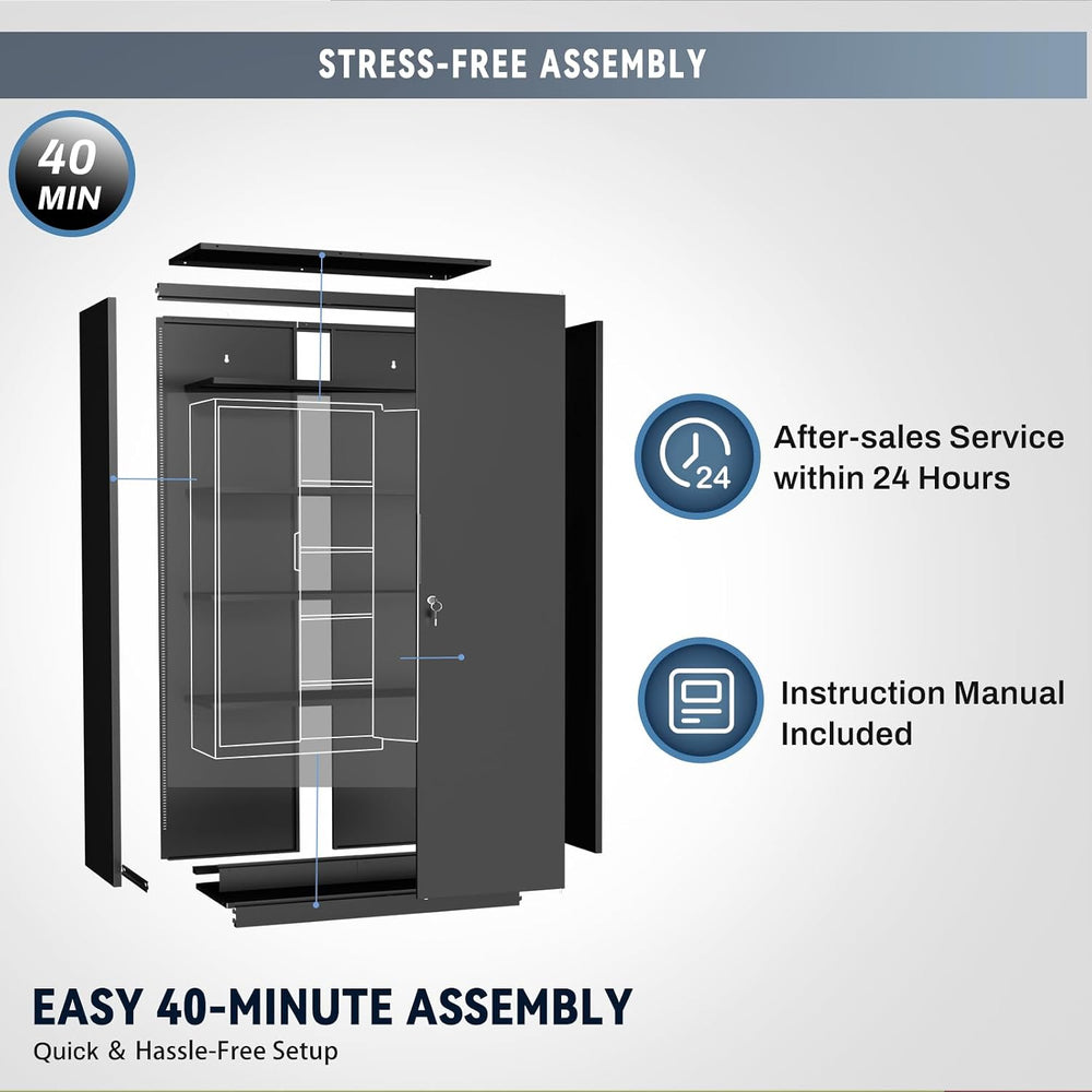 Metal Garage Storage Cabinet with Lock, 71" Tall Steel Storage Locker wi...