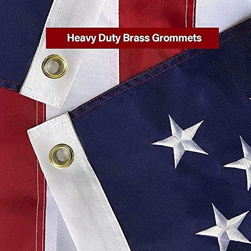 American Flag 5x8 FT Embroidered Stars, Sewn Stripes, Brass Grommets Polyeste...