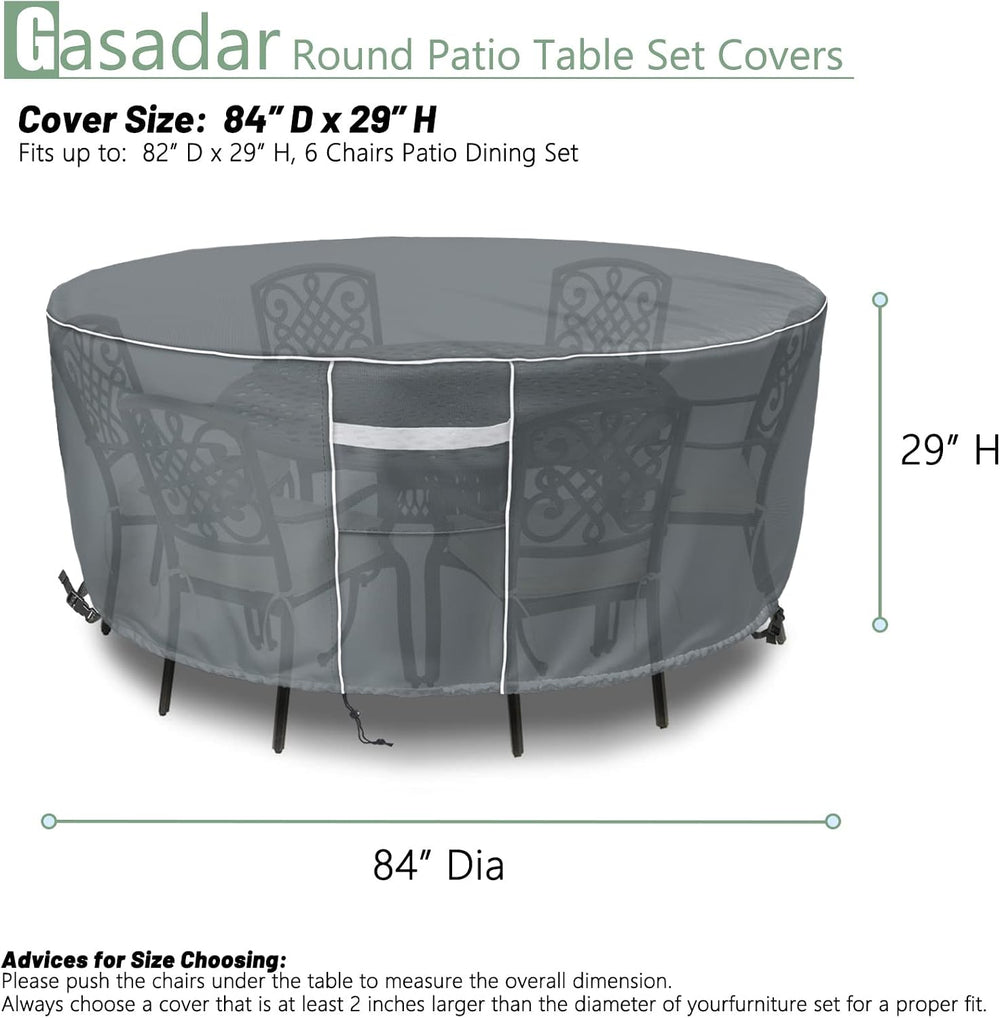 Gasadar Round Patio Furniture Covers Waterproof, Round Outdoor Furniture Cove...