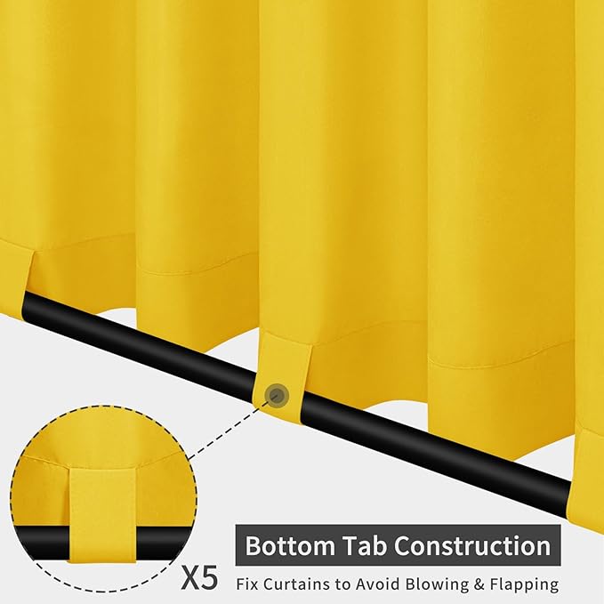 Easy-Going Outdoor Patio Curtains Detachable Tab Top Windproof Weatherproof C...