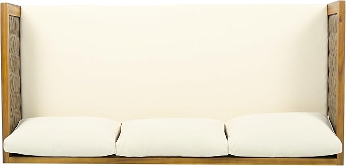 Merax 67.5" Outdoor Patio Daybed 3 Seater Sofa Bed,Acacia Wood Frame wit...