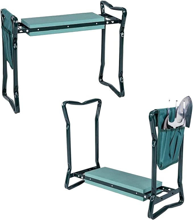 2-in-1 Garden Kneeler & Seat, Folding Seat w/EVA Foam Kneeling Pad & ...