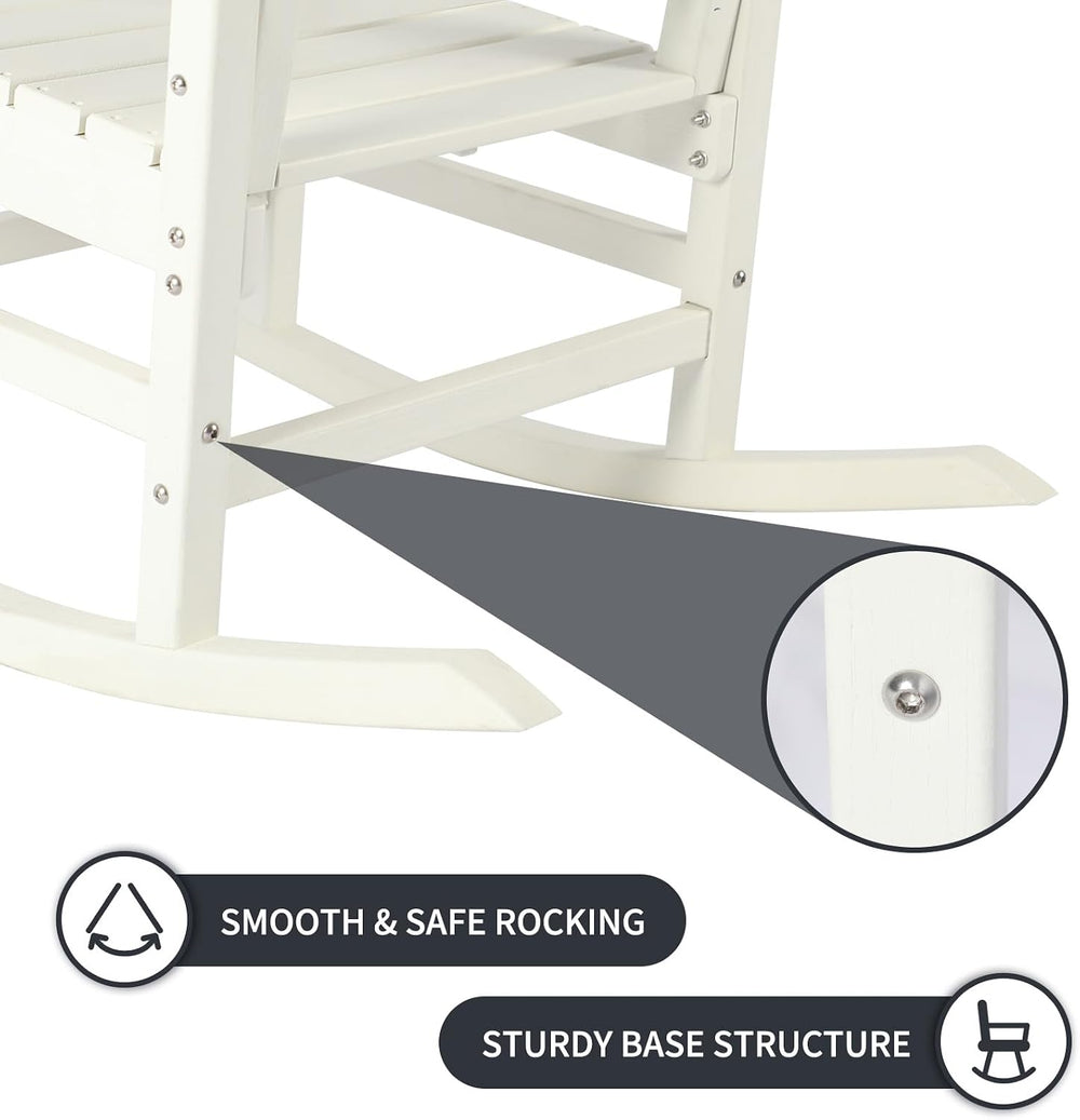 GARDENSTAR Oversized Outdoor Rocking Chair, All-Weather HDPE Patio Rocker for...