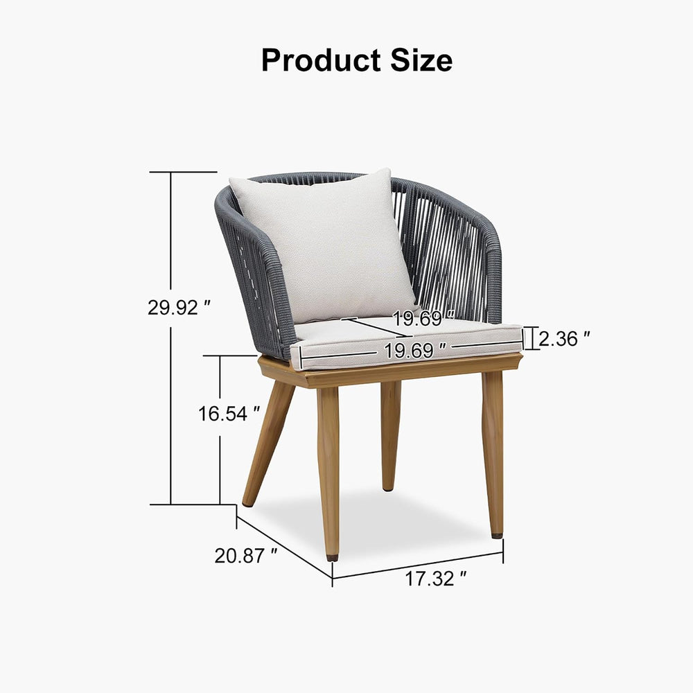 PURPLE LEAF Patio Dining Chair Set of 2, Aluminum Frame, PE Rattan, Teak