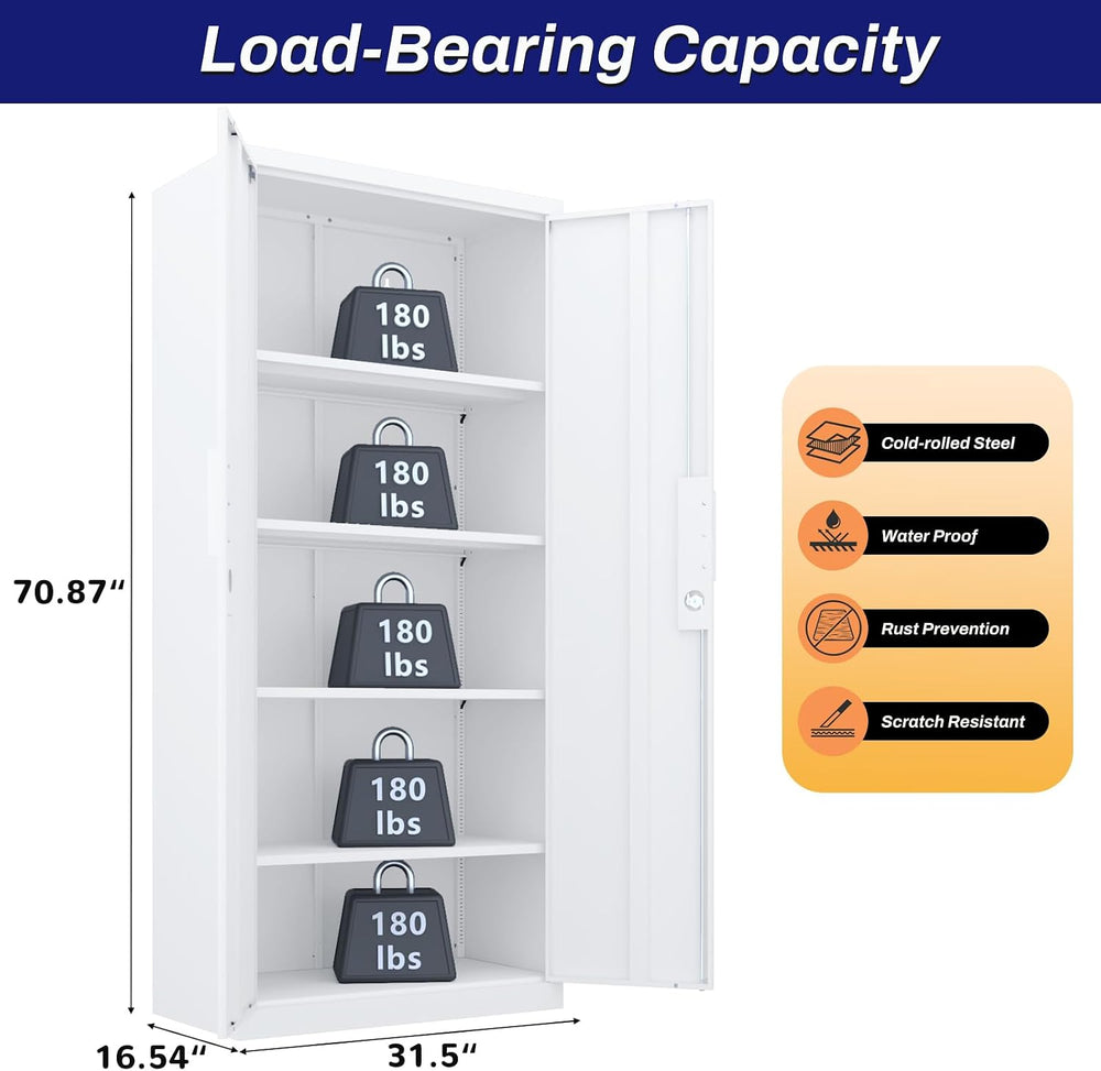 71" Garage Storage Cabinet, White