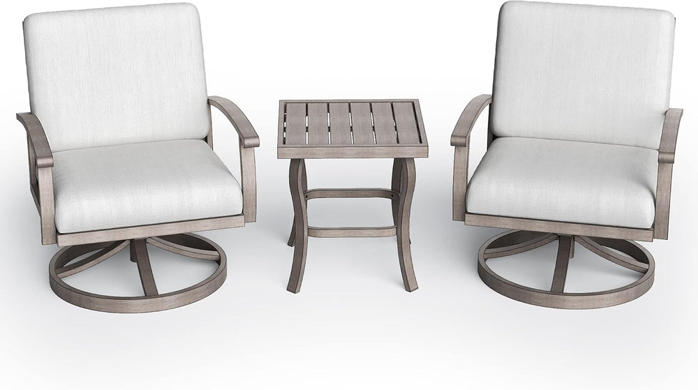 HAPPATIO Aluminum Outdoor Conversation Set - 3 Piece Swivel Rocker Patio Chai...