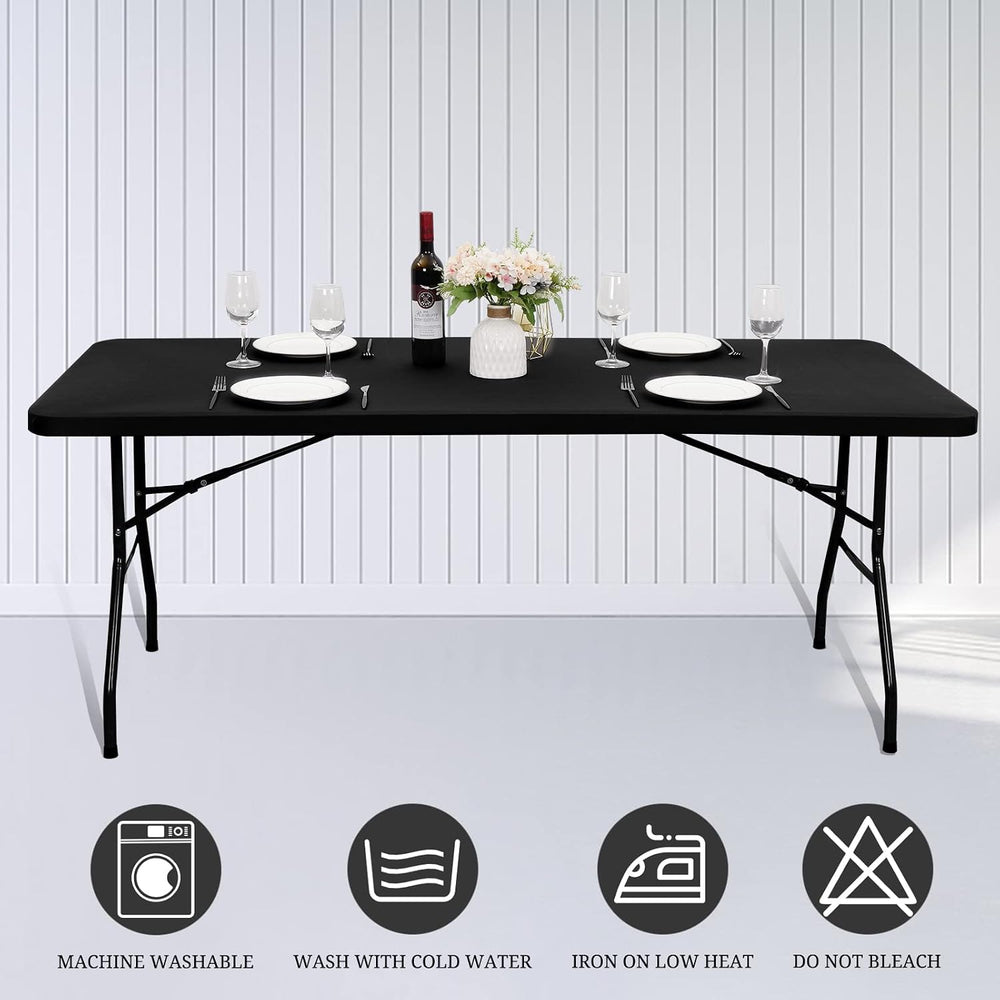 10 Pack Stretch Table Top Cap Cover, Black, 30" x 96"