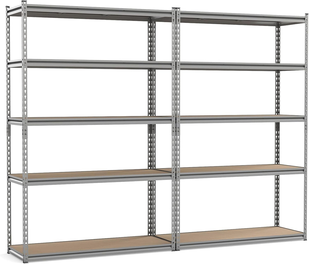 Tangkula 5-Tier 2200 LBS Storage Shelves, 48"x18"x72" (2, Grey)