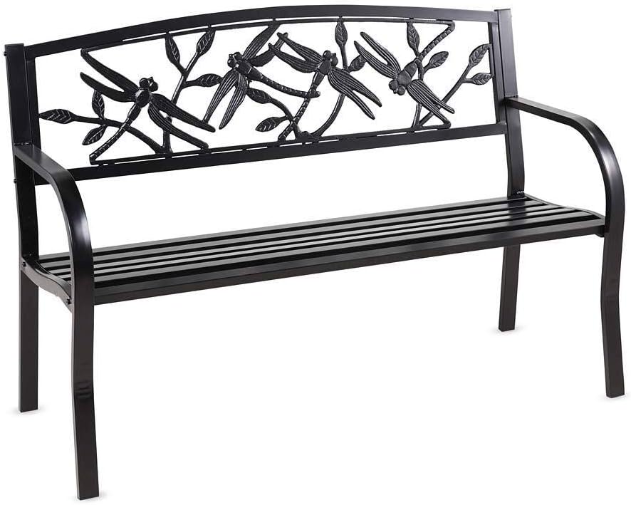 Plow & Hearth Evergreen Garden Weatherproof Dragonfly Outdoor Bench | Hol...