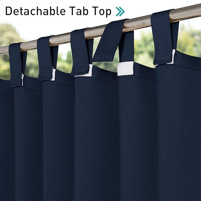 NICETOWN 2 Pieces Blackout Outdoor Curtainss for Patio Waterproof, Detachable...