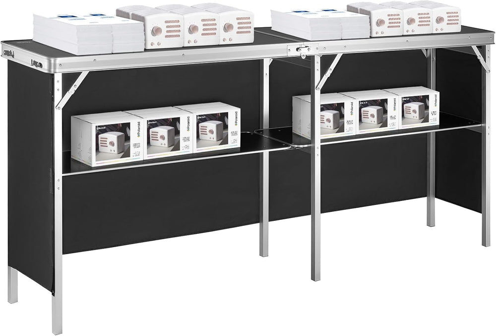 VEVOR Extra Long Folding Portable Bar Tradeshow Podium Table for Indoor, Outd...