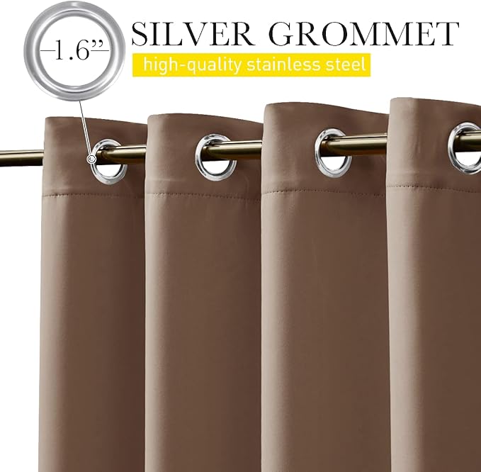 NICETOWN 2 Panels Outdoor Curtains for Patio Waterproof Top & Bottom Grom...