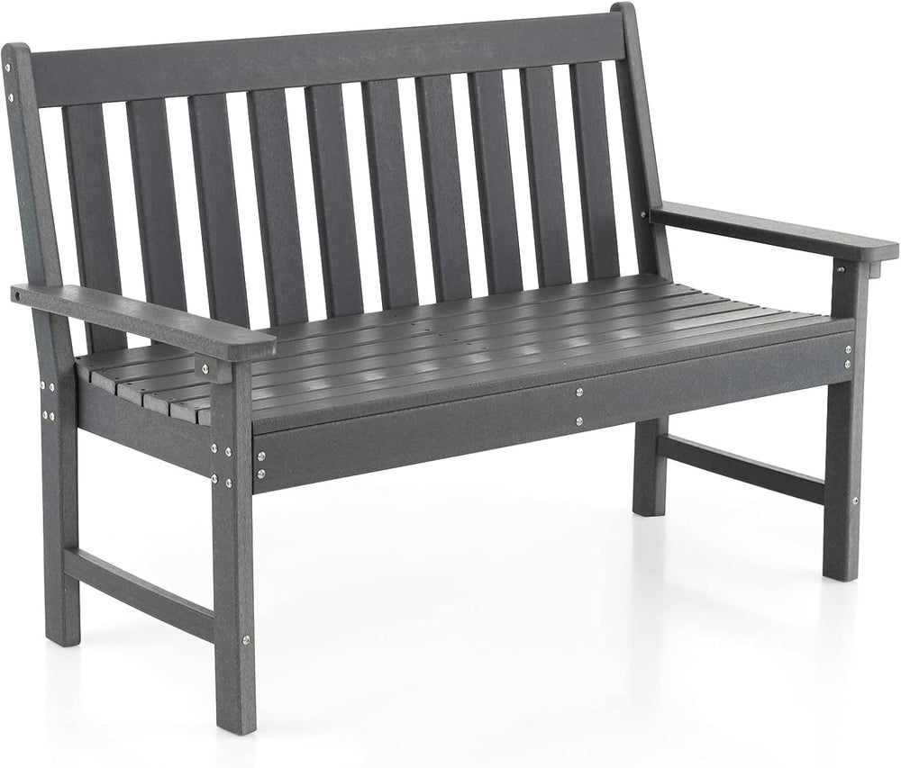 GIANTEX Outdoor Bench, 52-Inch Outside Bench All-Weather HDPE Park Bench
