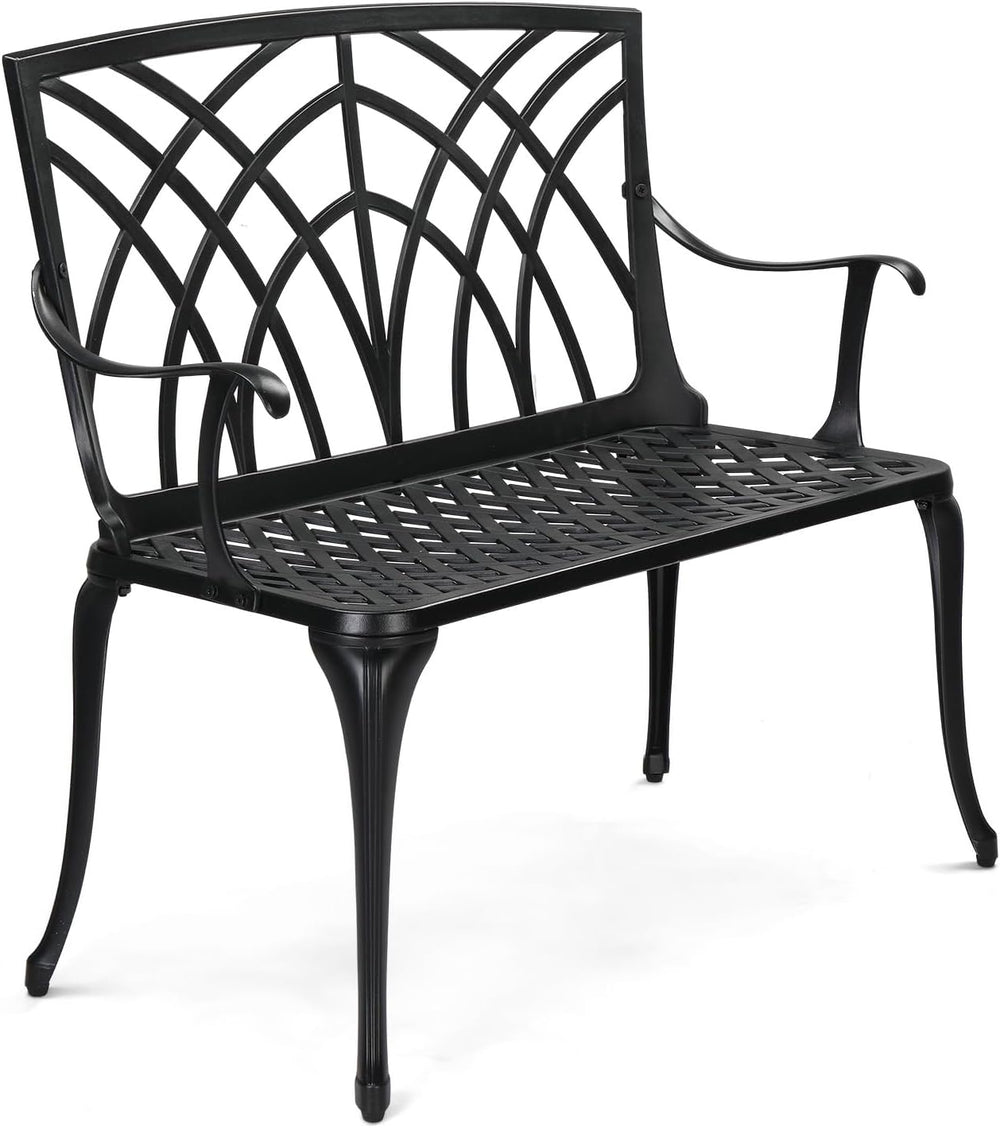 VINGLI 38" Outdoor Bench Cast Aluminium Garden Bench, Orchid Porch Bench...