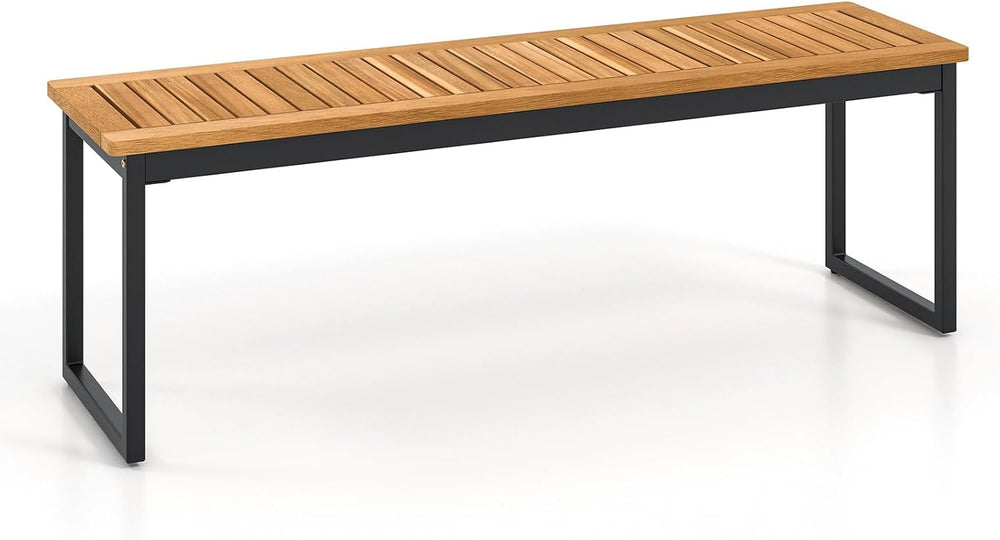 Tangkula Wood Outdoor Bench, Backless Dining Bench for 2-3, 1 Pack, Rustic