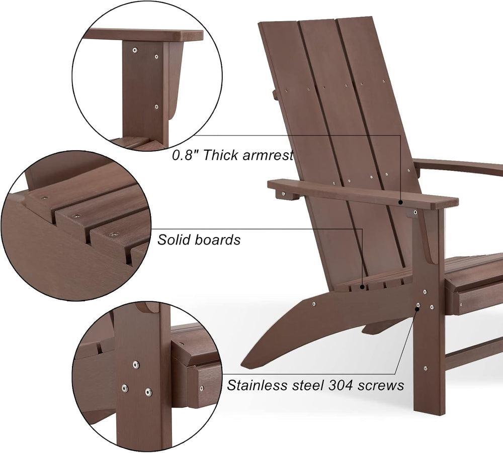 Psilvam Modern Adirondack Chairs 1 PC, Dark Brown