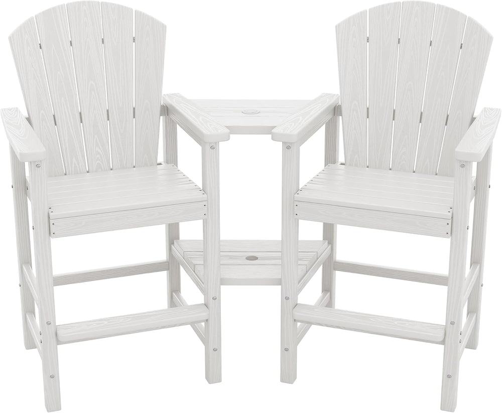 SERWALL Tall Adirondack Chairs Set of 2 with Double Layer Connecting Tray, HD...