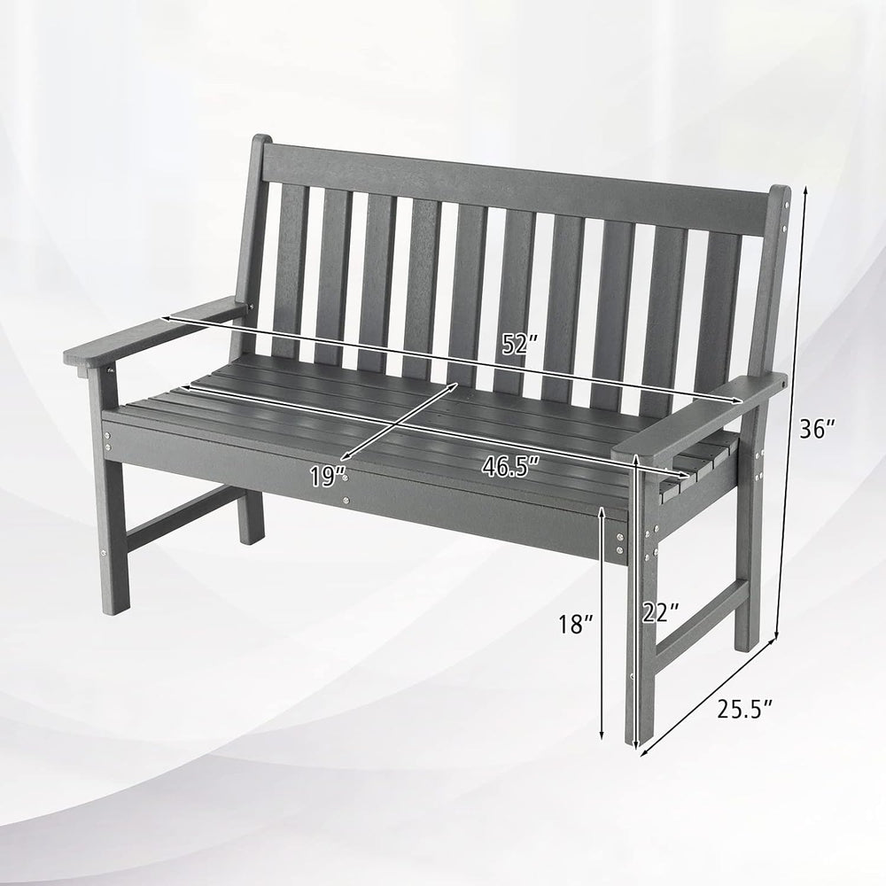 GIANTEX Outdoor Bench, 52-Inch Outside Bench All-Weather HDPE Park Bench