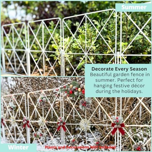 ShopLaLa Garden Fence (10 Panels) 12.5in(L) x 16.5in(H) Decorative White Meta...
