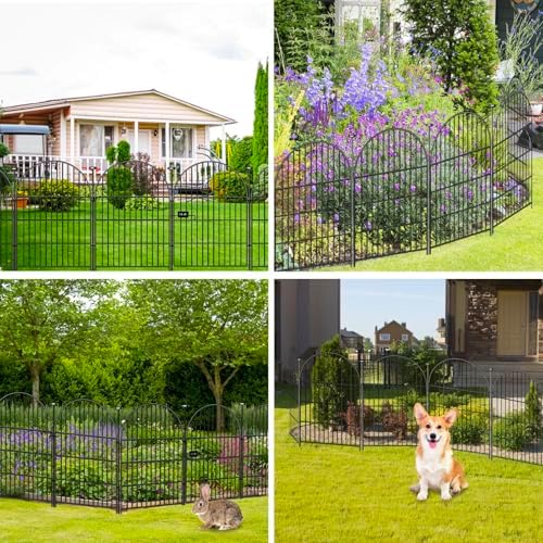 36in Tall Garden Animal Barrier, 8 Panels Pet Fence Outdoor | 17.5Ft Rustproo...