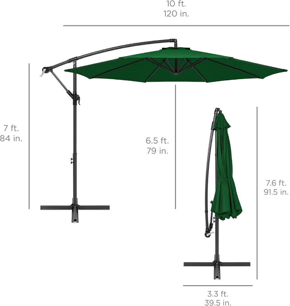 Best Choice Products 10ft Offset Cantilever Hanging Market Patio Umbrella, 8 ...