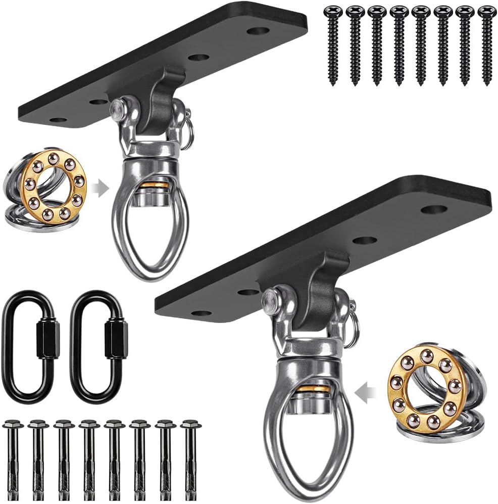 2 Pack Heavy Duty Swing Hangers, Swing Set Accessories with Carabiner for Ind...