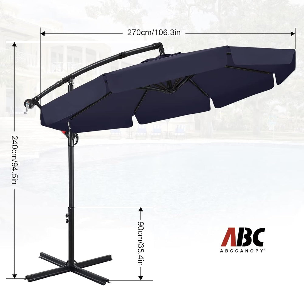 ABCCANOPY 9FT Scalloped Cantilever Patio Umbrella, Tibetan Blue