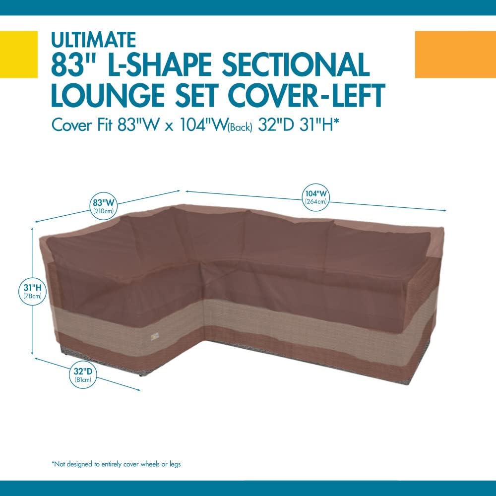 DUCKCOVERS Ultimate Waterproof 104 Inch Patio Left-Facing Sectional Lounge Se...