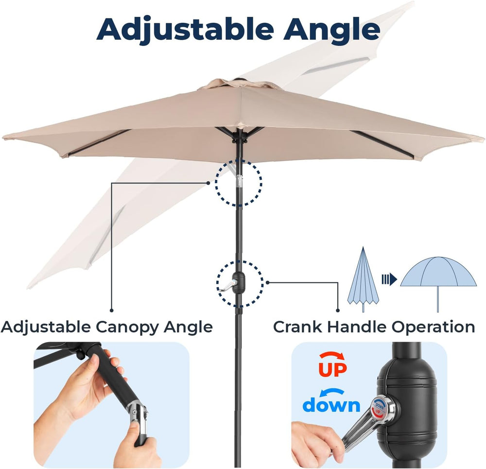 VINGLI 6-Piece Cast Aluminum Outdoor Patio Dining Set with 9ft Umbrella, Spac...