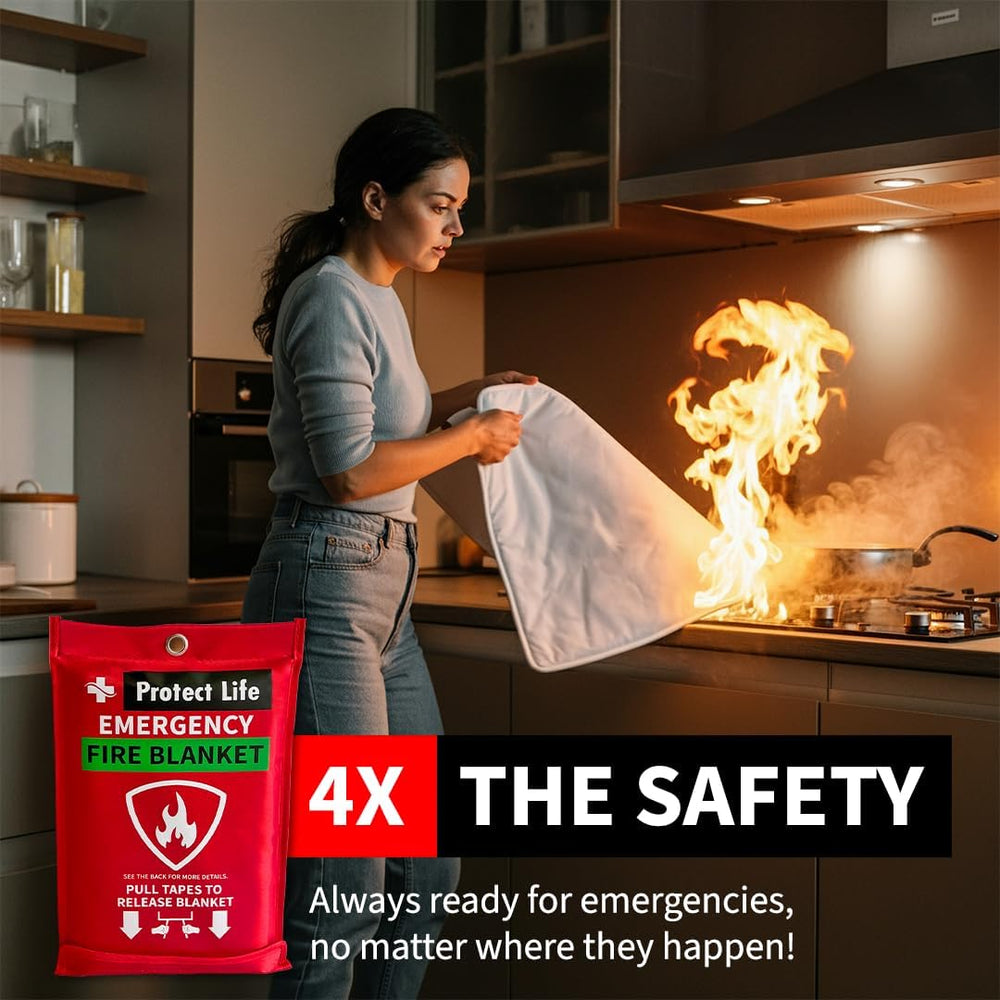 Protect Life Saving Emergency Fire Blankets 2 Pack - 40"x40", Fire ...