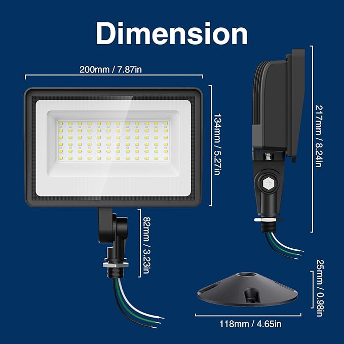 Onforu 65W LED Flood Lights Outdoor with Knuckle Mount, 7800LM Super Bright G...