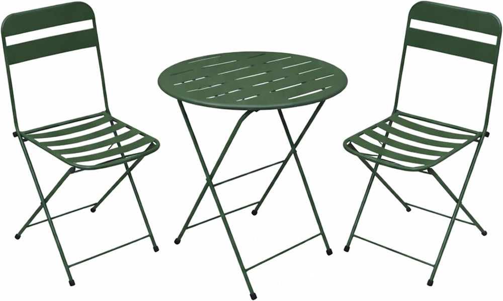 Alpine Corporation VTFAM168A-GN 3-Piece Green Metal Folding Bistro Set – 20&q...