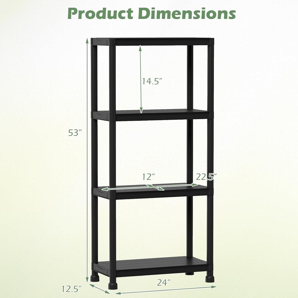 GIANTEX 4-Tier Heavy-Duty Plastic Storage Shelves (1,24" x 12.5" x ...