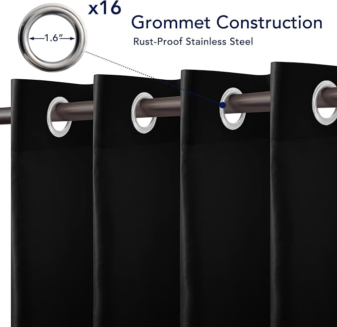 PureFit Outdoor Curtains for Patio Waterproof Weatherproof, UV Resistant Outs...