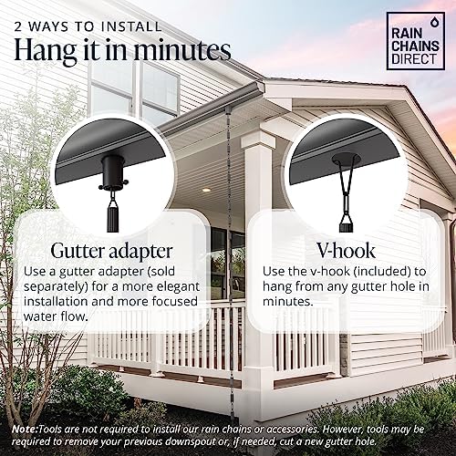 Rain Chains Direct - Manicotti Rain Chain - 8.5 FT - Durable Black Powder-Coa...