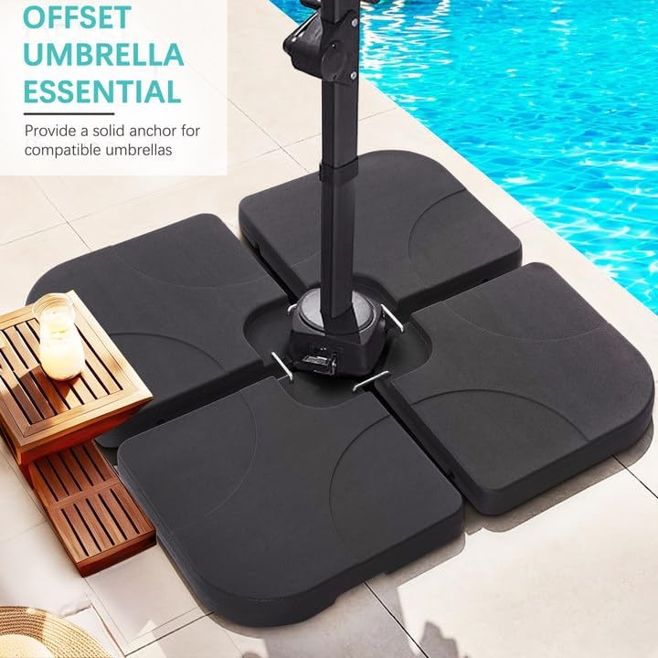 VECELO 4-Piece Heavy-Duty Cantilever Offset Patio Umbrella Base/Stand Outdoor...