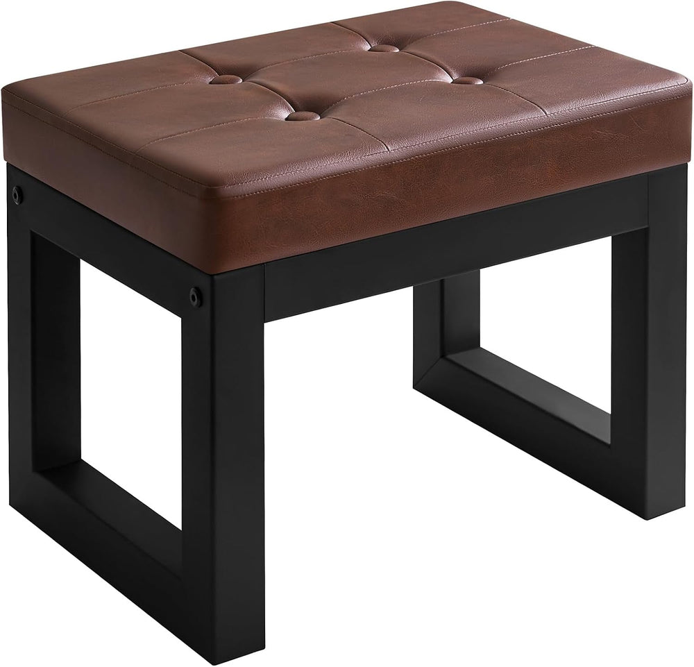 IBUYKE Small Footstool Ottoman, PU Faux Leather Footrest,Dark Brown WBD026Z