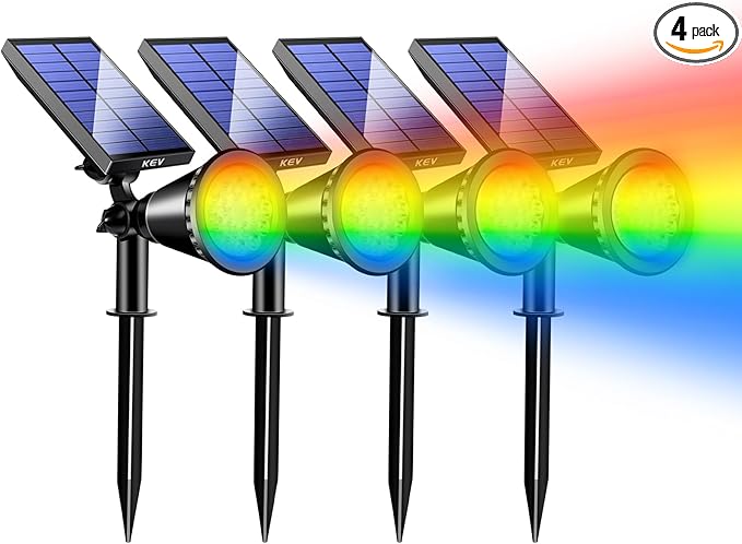 KEV Solar Spot Lights Outdoor,18 LEDs Solar Flood Lights with 8 Modes &Co...