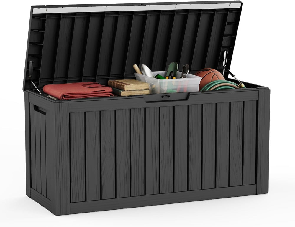 85 Gallon Outdoor Deck Box, Resin Waterproof Storage Box With Lockable Lid, U...