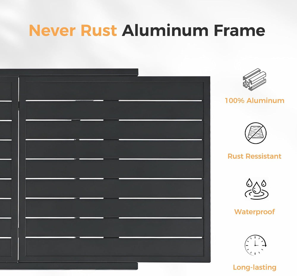 HAPPATIO 9-Piece Aluminum Patio Dining Set,Aluminum Outdoor Dining Set with C...