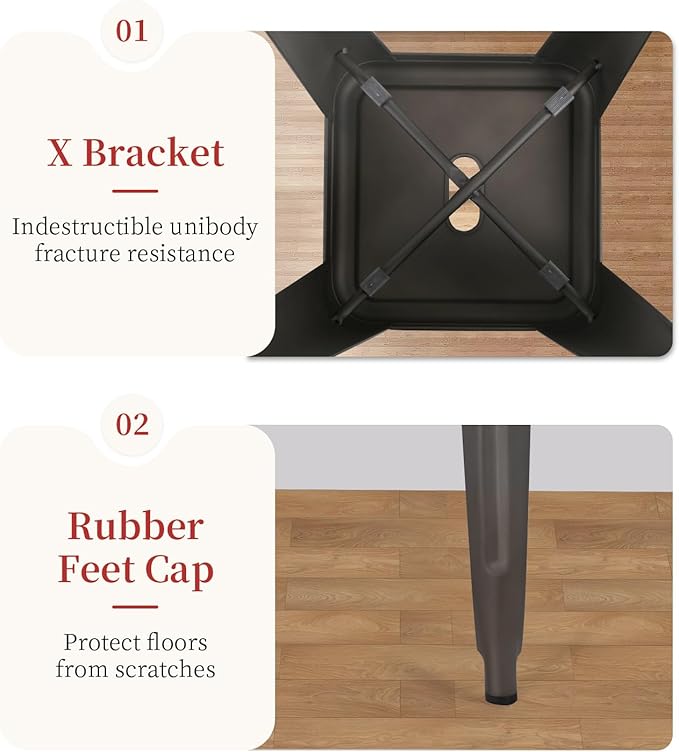 FDW Metal Bar Stools Set of 4 Counter Height Bar Stools 24 Inches Industrial ...