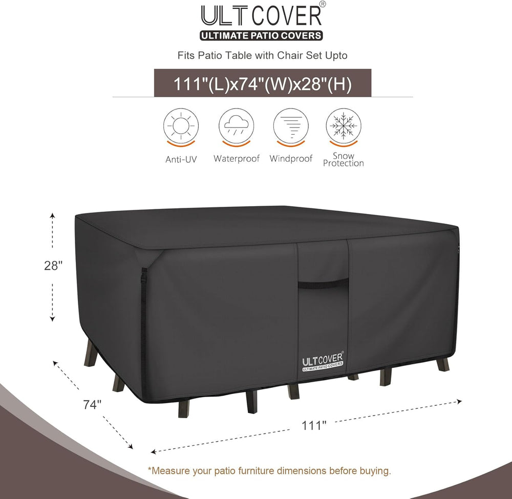 ULTCOVER Waterproof Patio Furniture Cover 111L x 74W in, Black